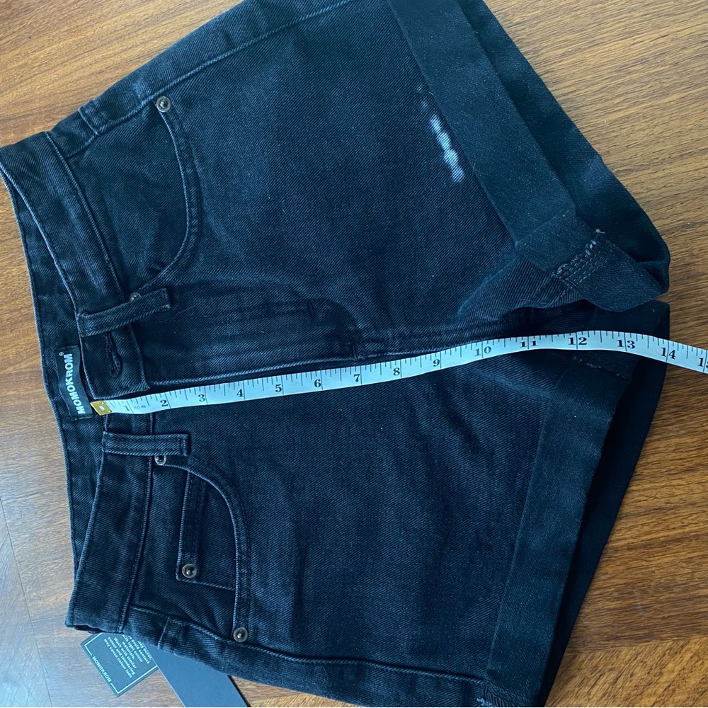 MOMOKROM Washed Black Roll Hem Mom Shorts - Picture 4 of 9